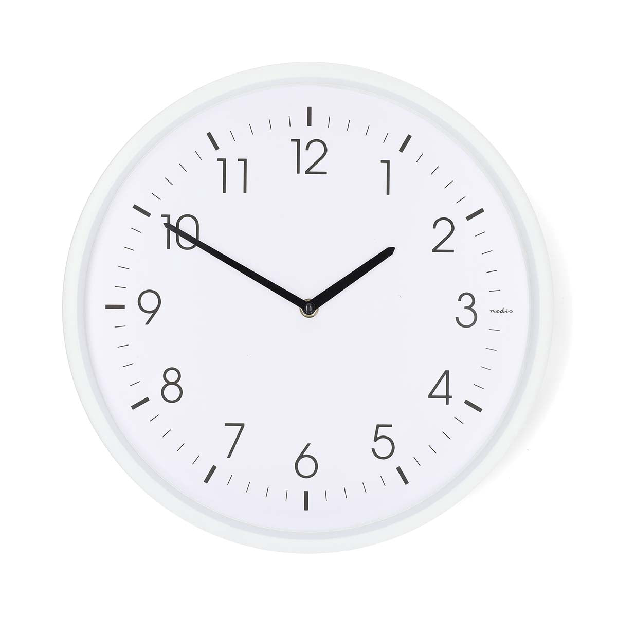 Silent Wall Clock, 360 mm, White ABS, Quartz Movement