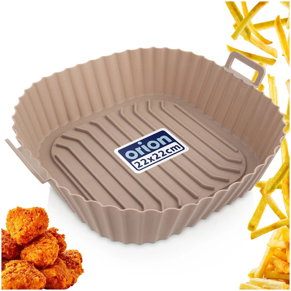 Silicone Air Fryer Liner, Reusable, 22 cm, Beige