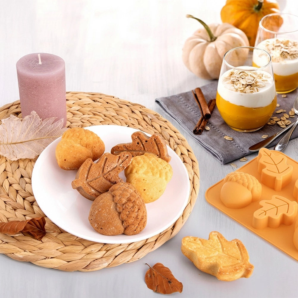 Silicone Autumn Cookie Mold, 6 Shapes, 27x17x3 cm
