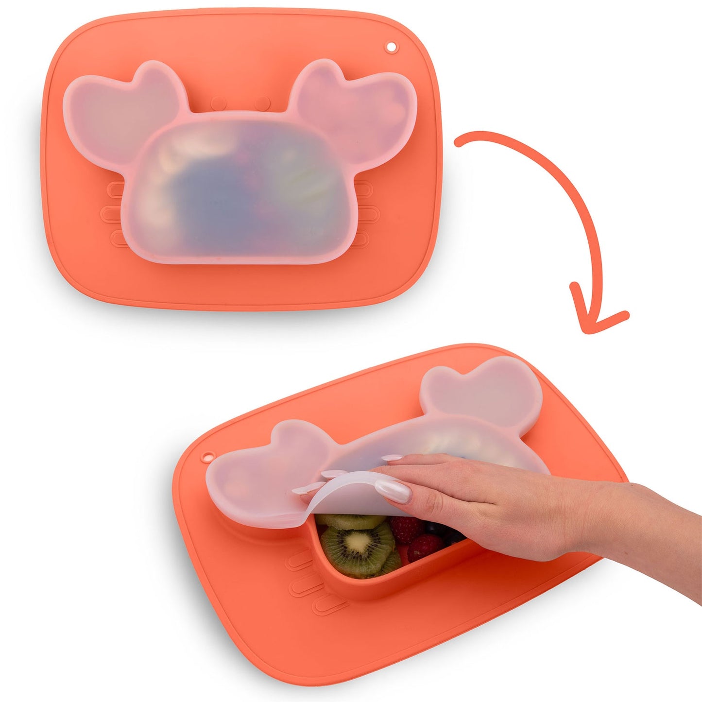 Silicone Baby Feeding Plate, Crab Design