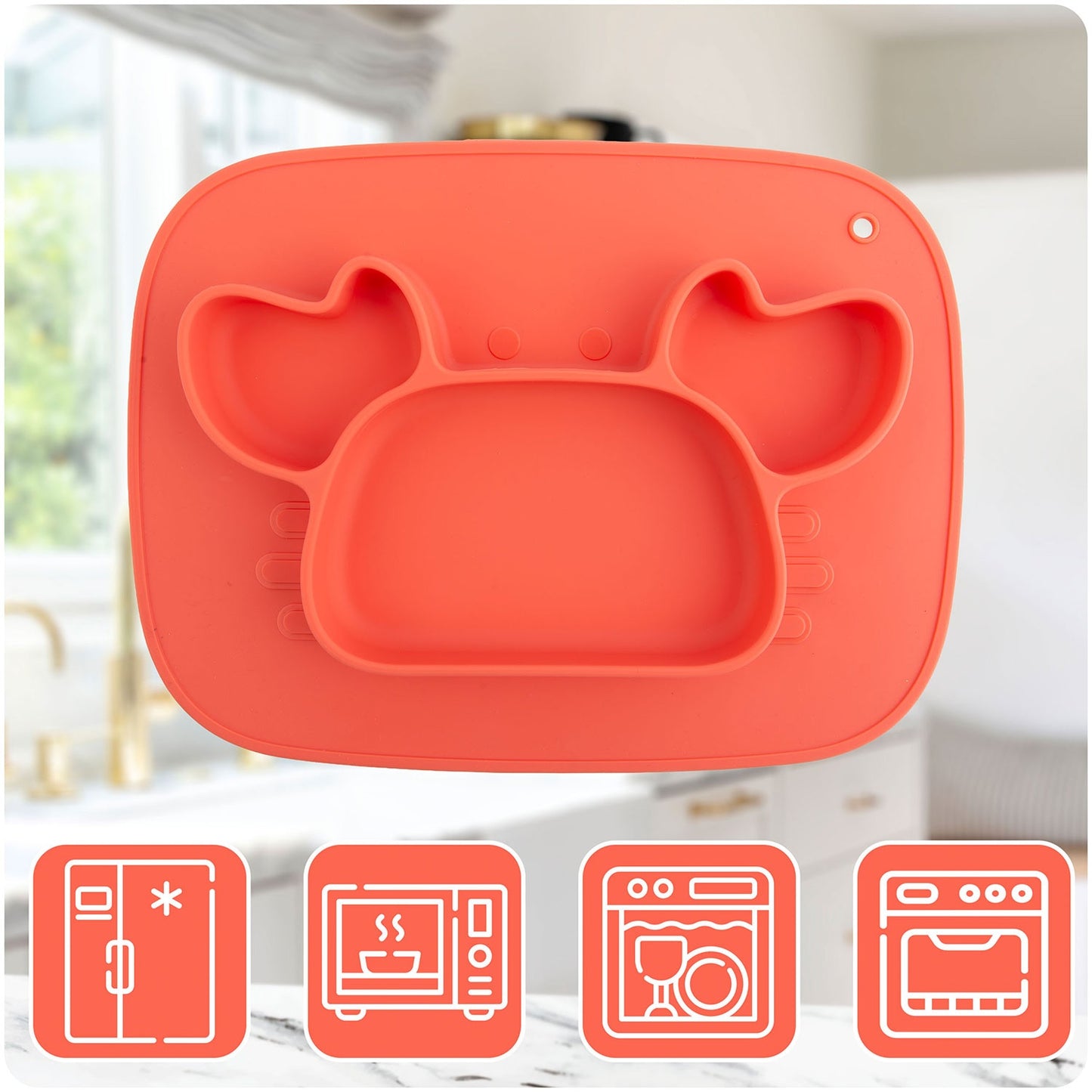 Silicone Baby Feeding Plate, Crab Design