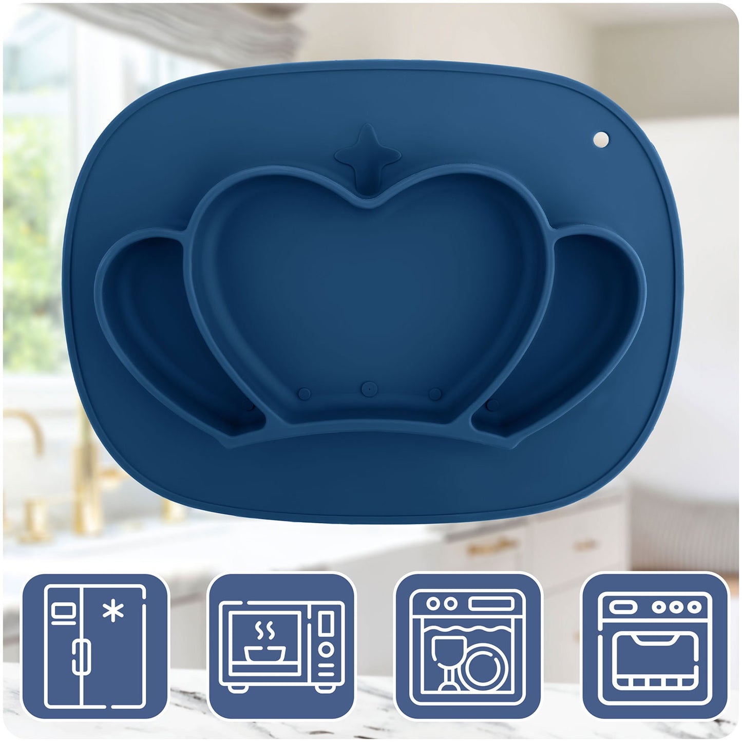 Silicone Baby Feeding Plate, Crown Design