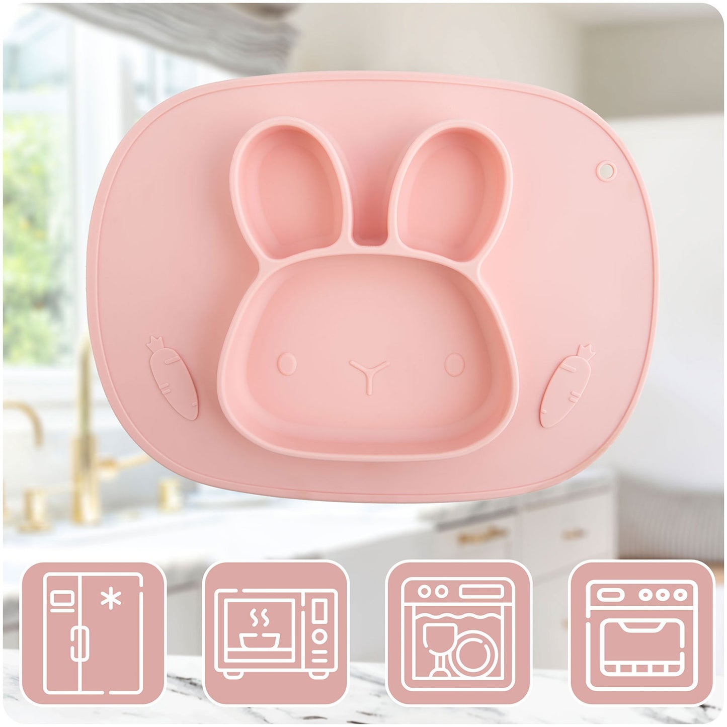 Silicone Baby Feeding Plate, Rabbit Design