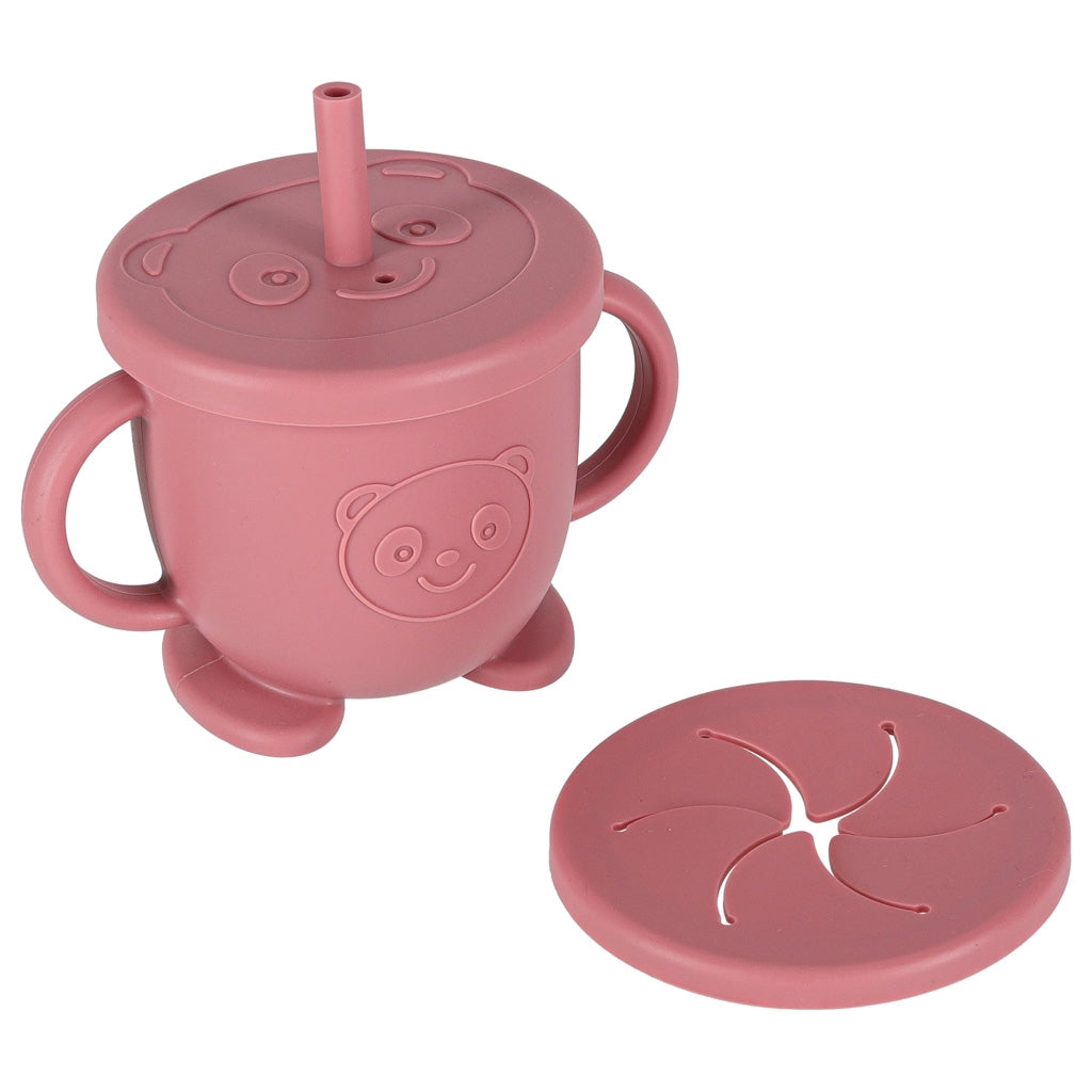 Silicone Baby Feeding Set, 9-Piece Crab, Dark Pink