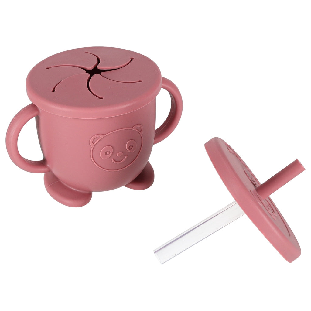 Silicone Baby Feeding Set, 9-Piece Crab, Dark Pink