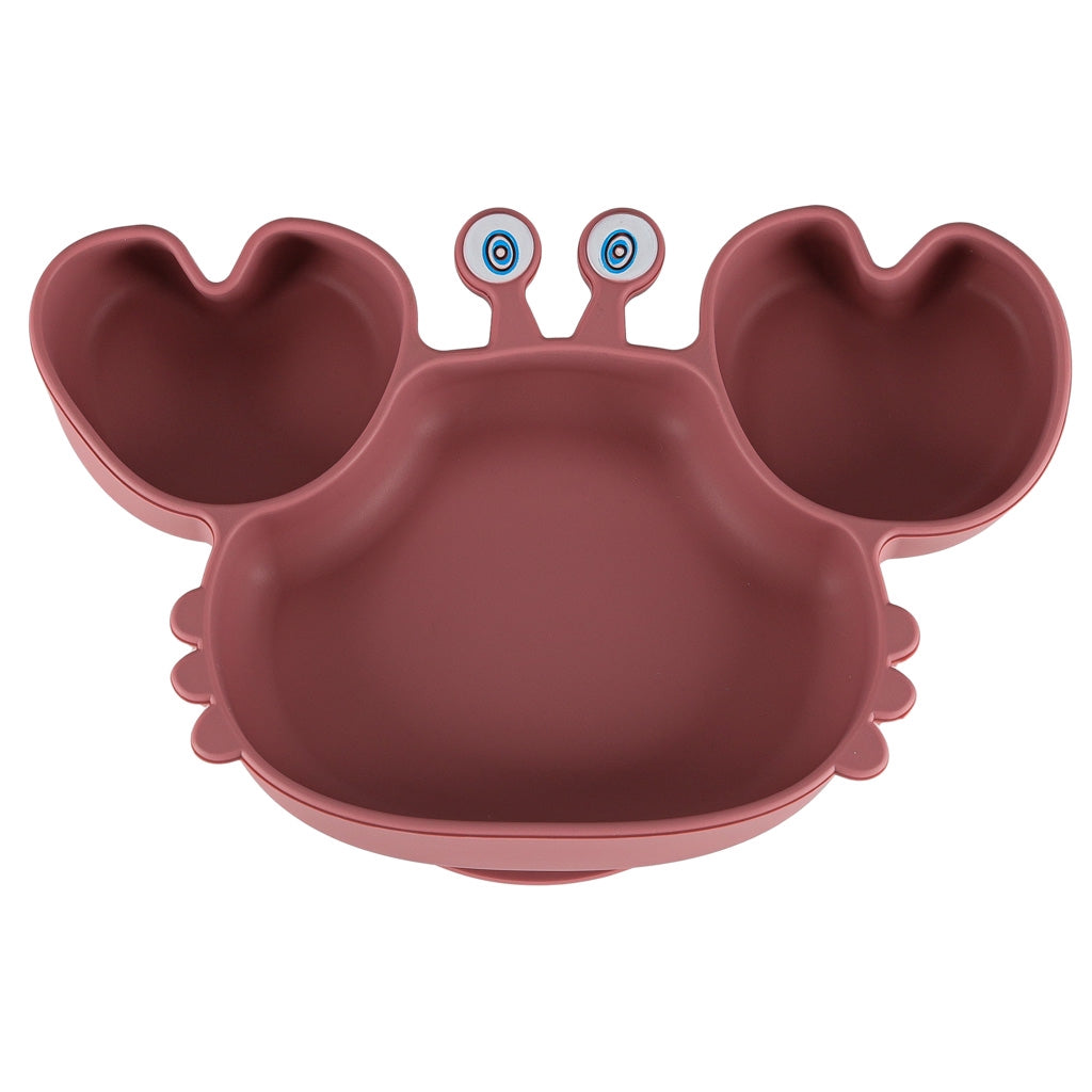 Silicone Baby Feeding Set, 9-Piece Crab, Dark Pink