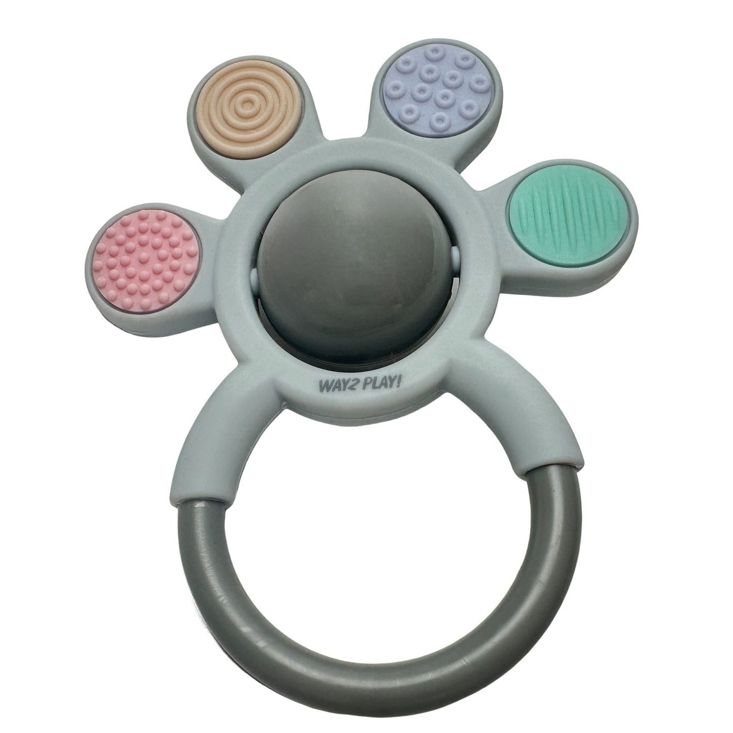 Silicone Baby Teething Ring Rattle, Soothes Gums