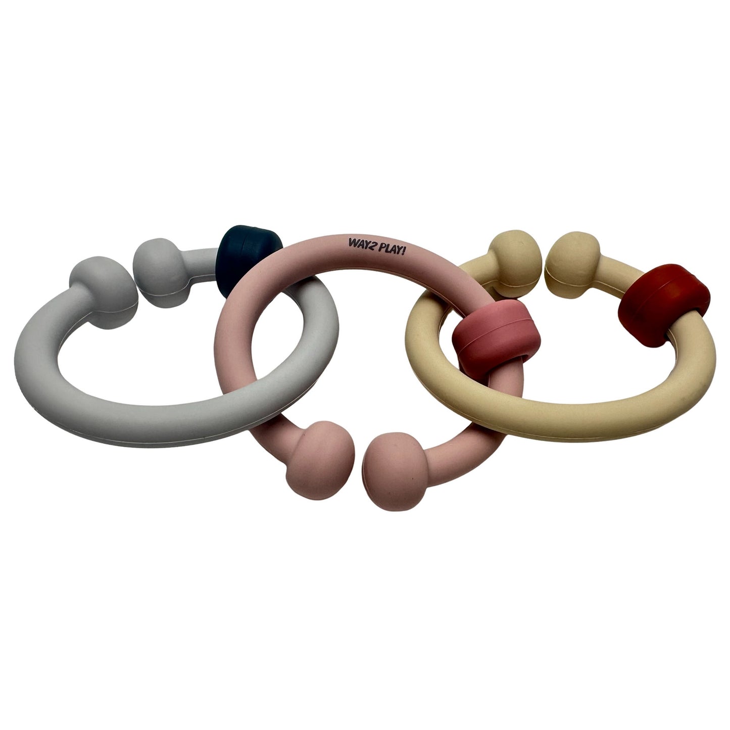 Silicone Teether Rings, Linkable Baby Toy, 3 Pack