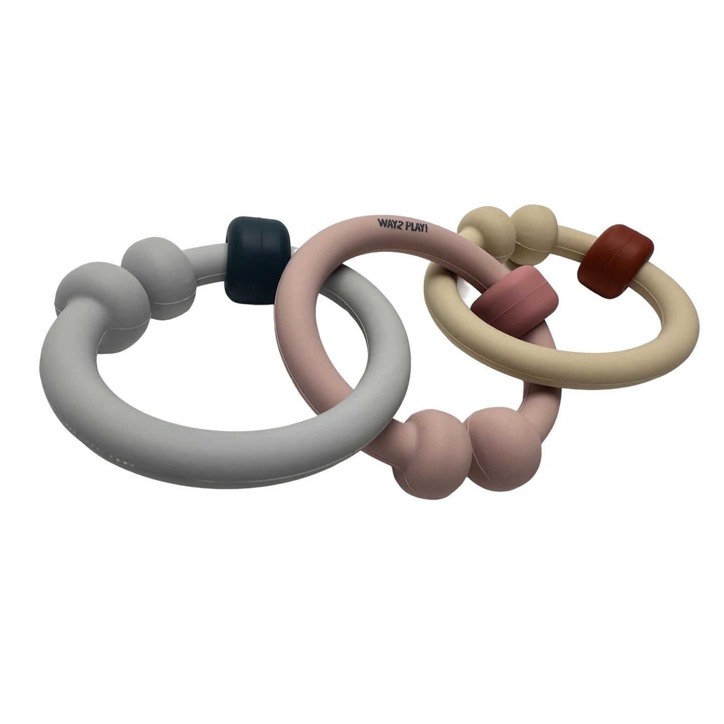 Silicone Teether Rings, Linkable Baby Toy, 3 Pack