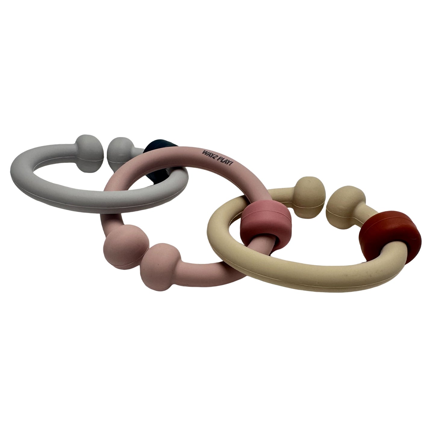 Silicone Teether Rings, Linkable Baby Toy, 3 Pack
