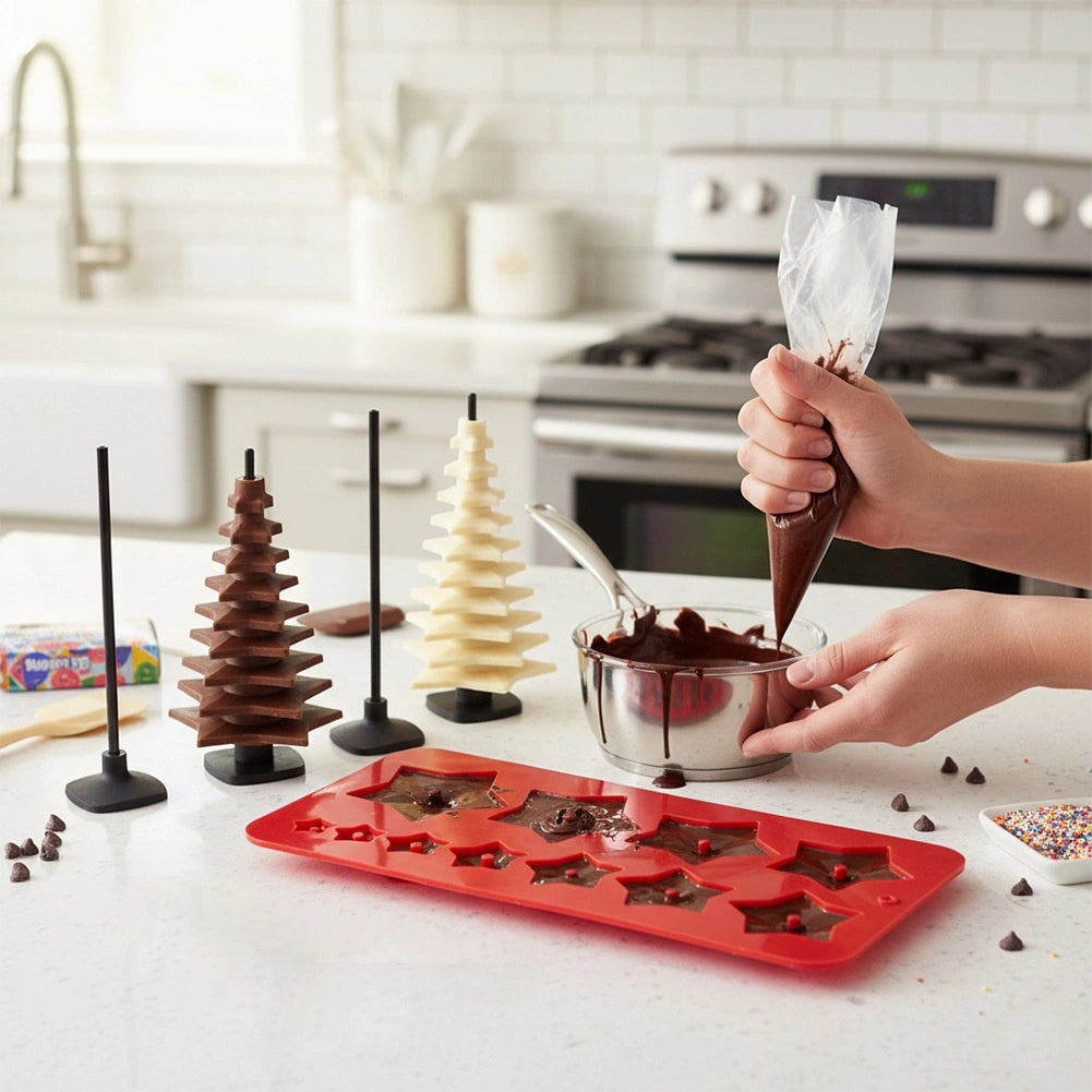 Silicone Chocolate Tree Mold Set, 9 Pieces