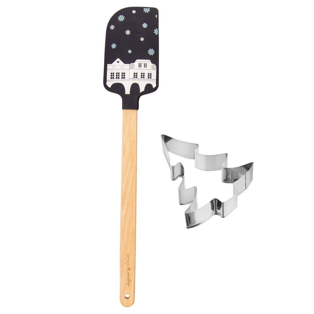 Silicone Christmas kitchen spatula with cookie cutter 29 cm 2 pcs.