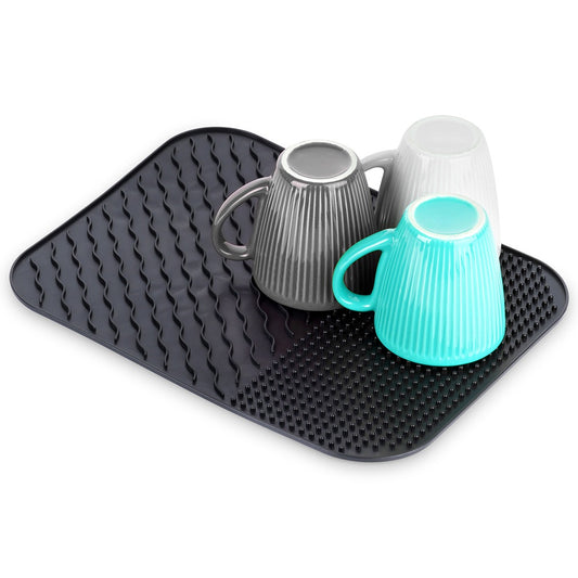 Silicone Dish Drying Mat, Black, 34x26.5 cm