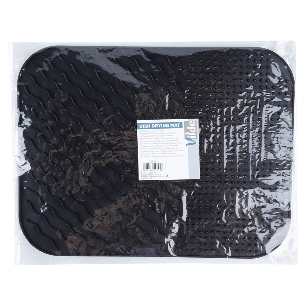 Silicone Dish Drying Mat, Black, 34x26.5 cm