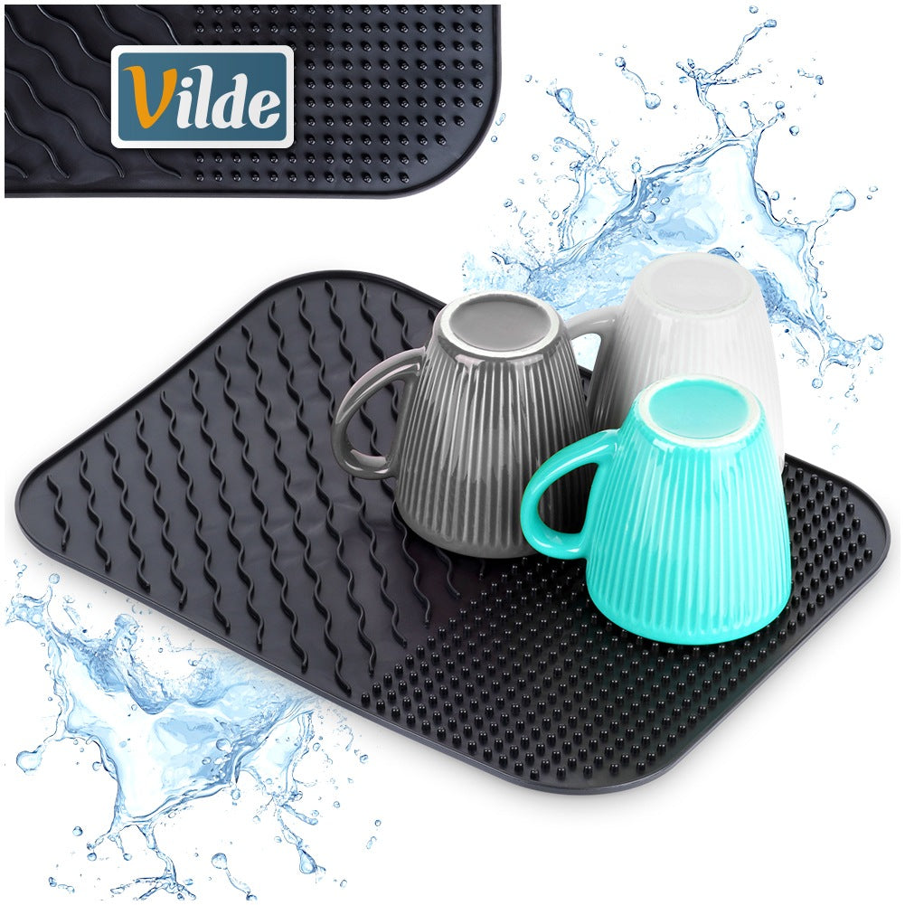 Silicone Dish Drying Mat, Black, 34x26.5 cm