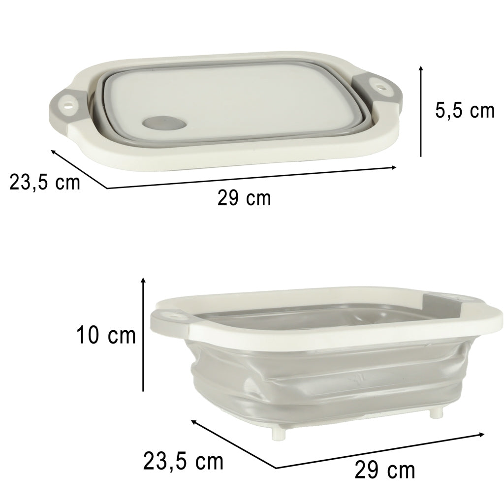 Silicone Folding Bowl with Drain & Cutting Board Combo