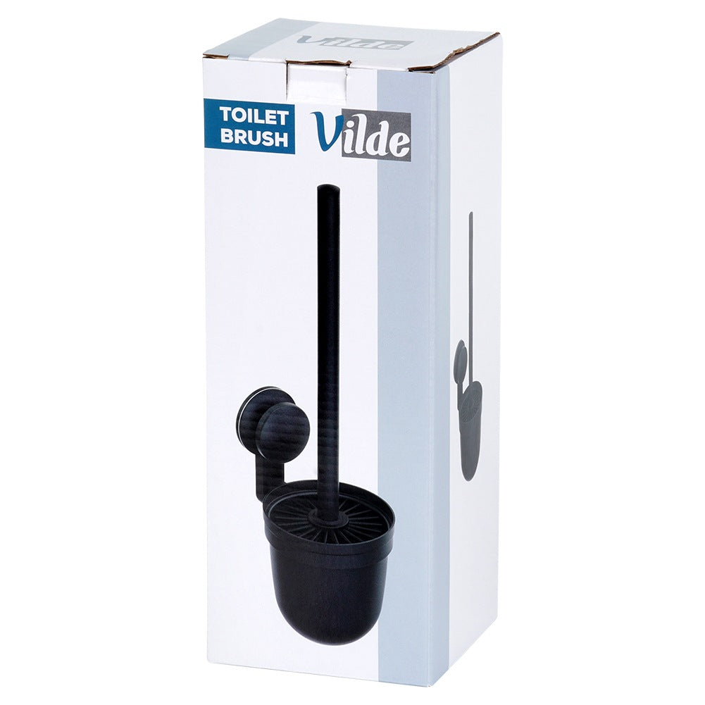 Silicone Toilet Brush with Holder, Wall-Mounted, Black, 35 cm