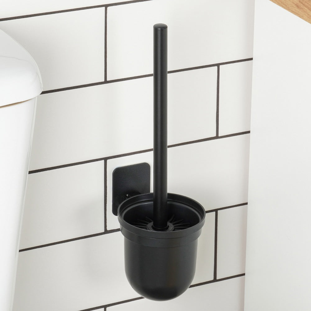 Silicone Toilet Brush with Holder, Wall-Mounted, Black, 35 cm