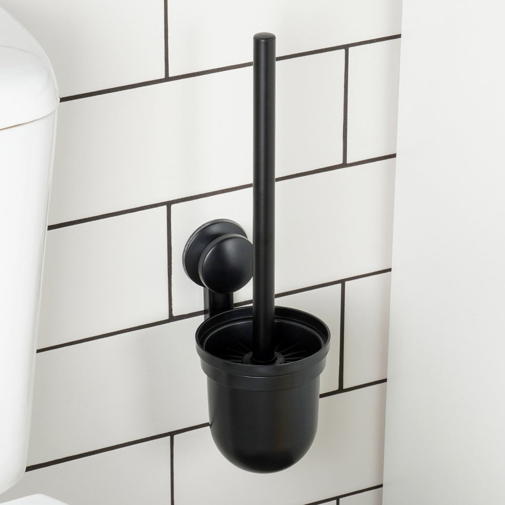 Silicone Toilet Brush with Holder, Wall-Mounted, Black, 35 cm