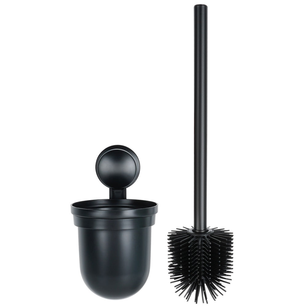 Silicone Toilet Brush with Holder, Wall-Mounted, Black, 35 cm