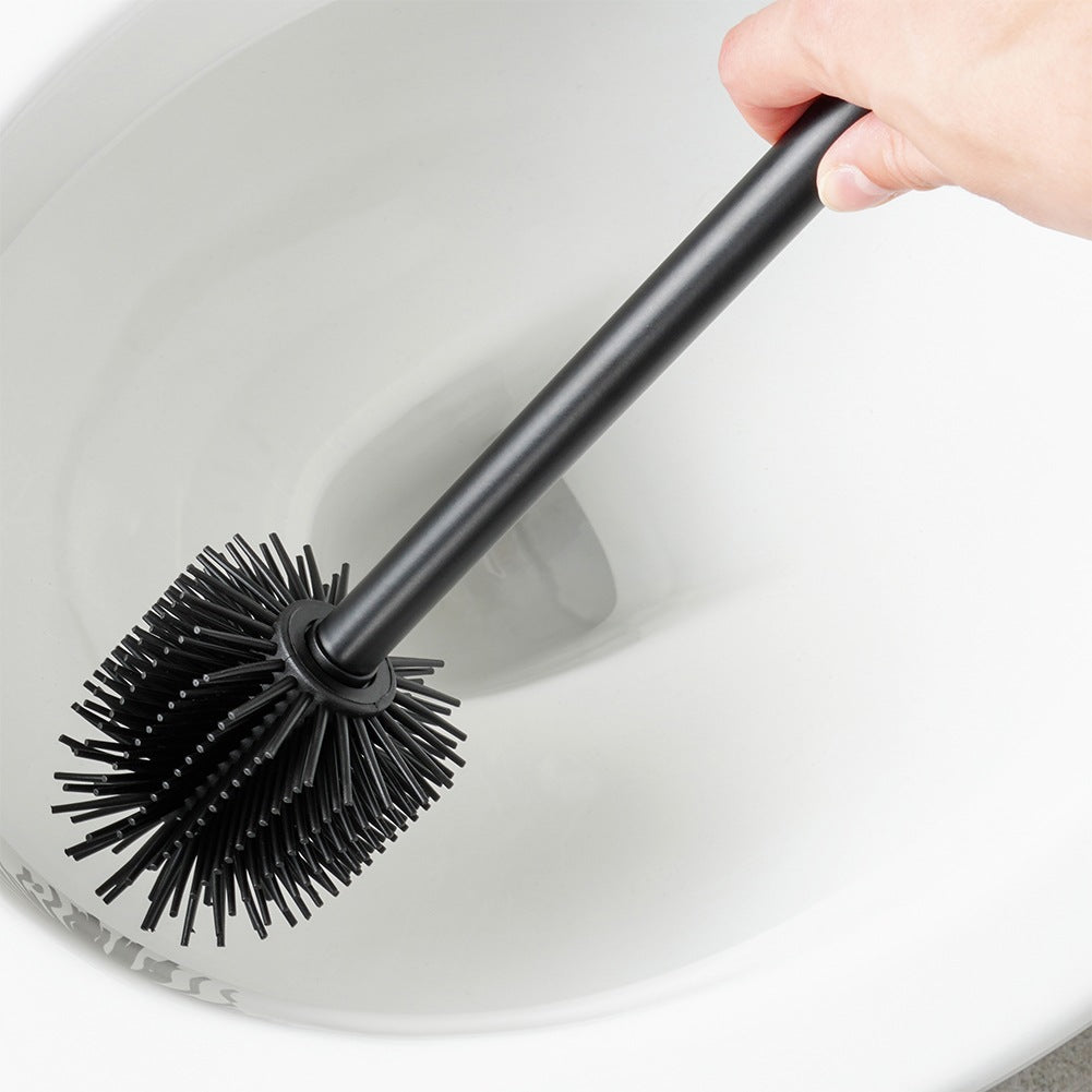 Silicone Toilet Brush with Holder, Wall-Mounted, Black, 35 cm