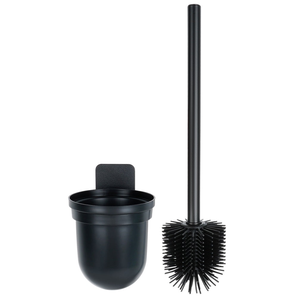 Silicone Toilet Brush with Holder, Wall-Mounted, Black, 35 cm