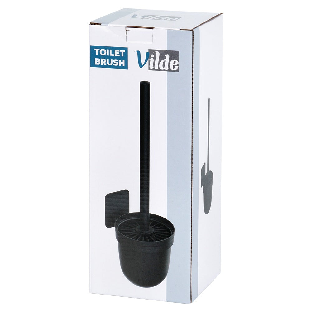 Silicone Toilet Brush with Holder, Wall-Mounted, Black, 35 cm