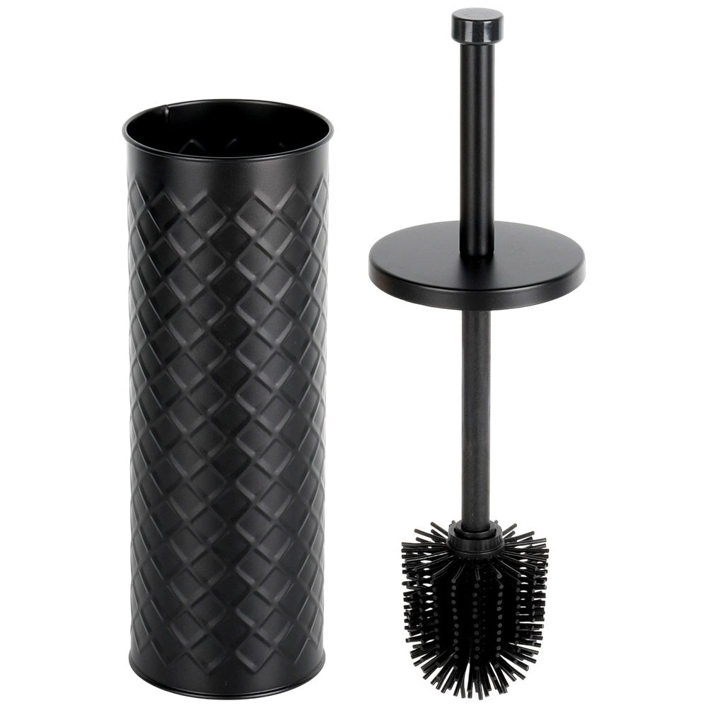 Silicone Toilet Brush with Metal Stand, Black 38x10 cm