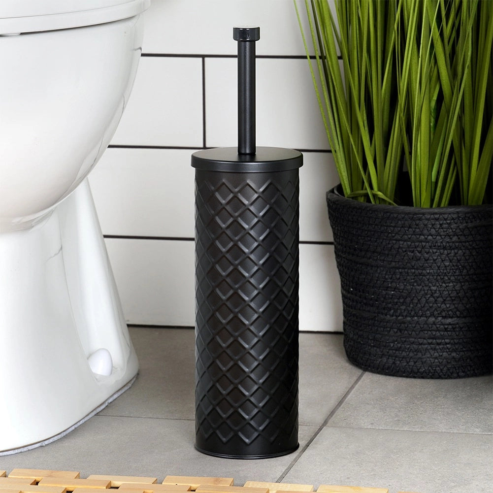 Silicone Toilet Brush with Metal Stand, Black 38x10 cm
