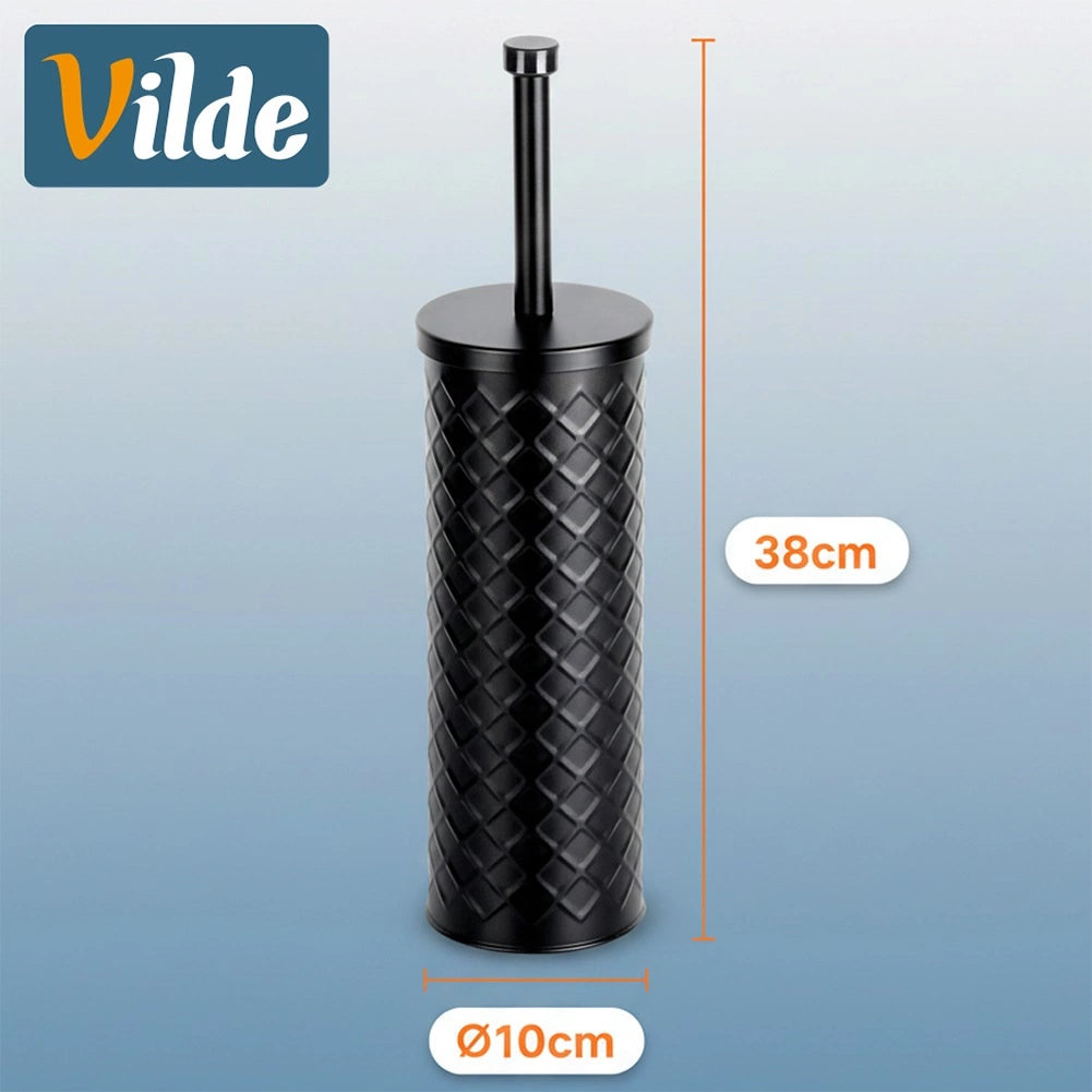 Silicone Toilet Brush with Metal Stand, Black 38x10 cm