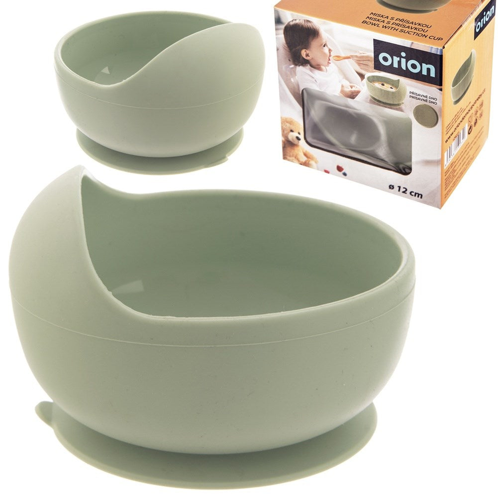 Silicone baby bowl with suction cup, green, 360 ml