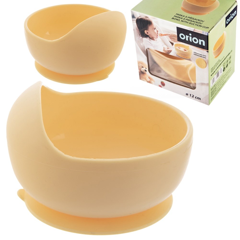Silicone baby bowl with suction cup, yellow, 360 ml