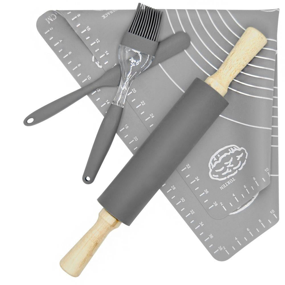 Silicone baking mat & rolling pin: Smooth, space-saving baking