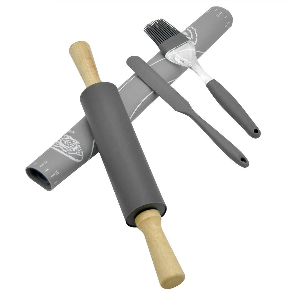 Silicone baking mat & rolling pin: Smooth, space-saving baking