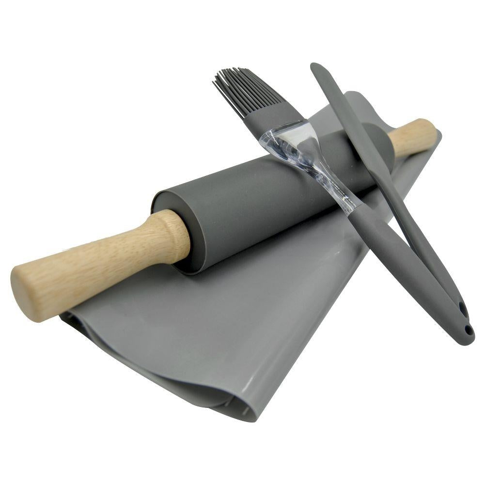 Silicone baking mat & rolling pin: Smooth, space-saving baking
