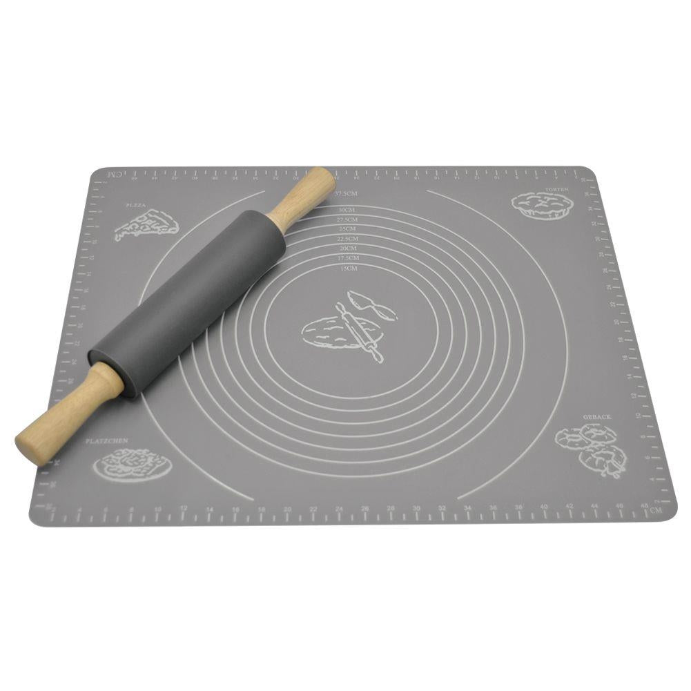 Silicone baking mat & rolling pin: Smooth, space-saving baking