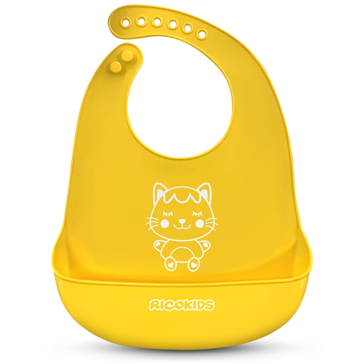 Silicone bib for feeding Ricokids yellow