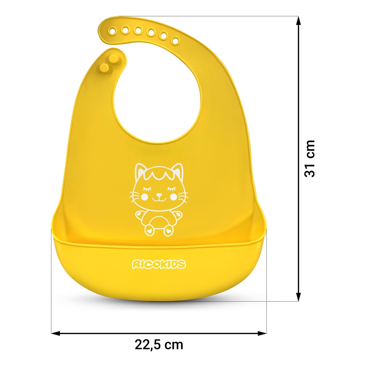 Silicone bib for feeding Ricokids yellow