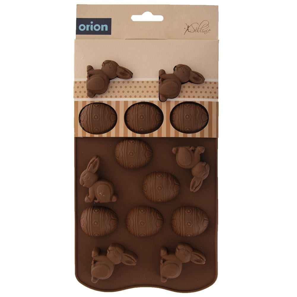 Silicone cake and praline mold, brown, eggs, SILLINIE