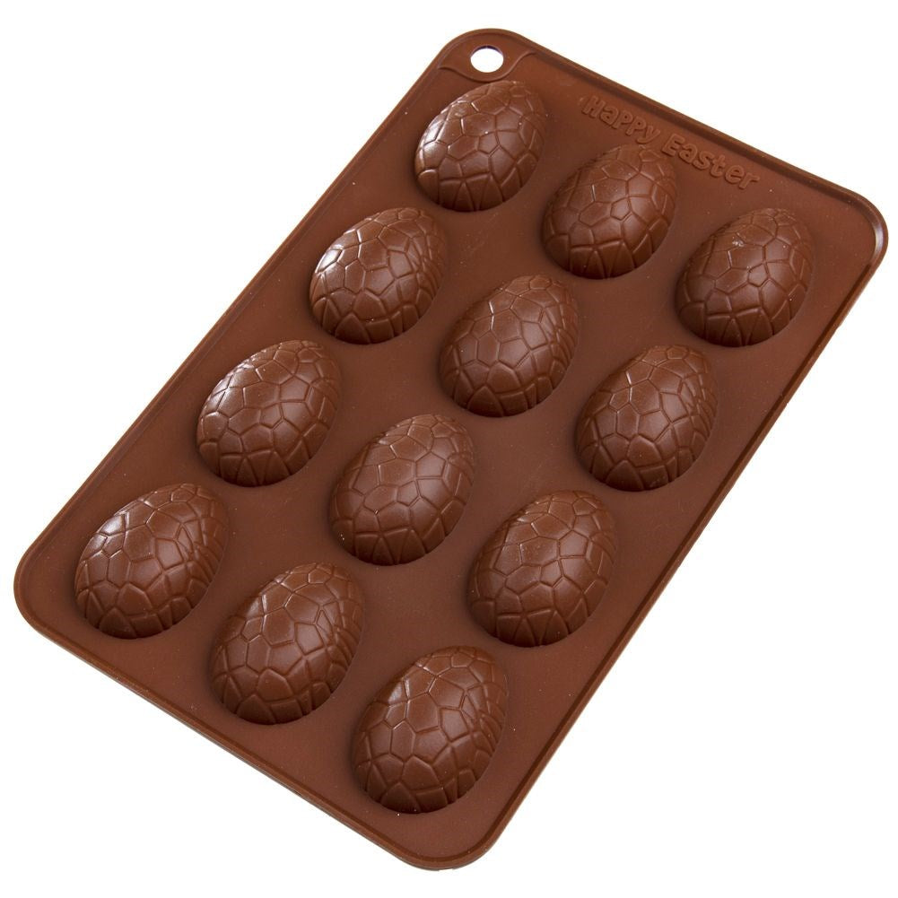 Silicone cake and praline mold, brown, eggs, SILLINIE