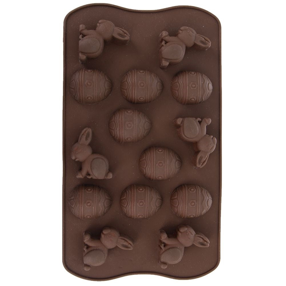 Silicone cake and praline mold, brown, eggs, SILLINIE