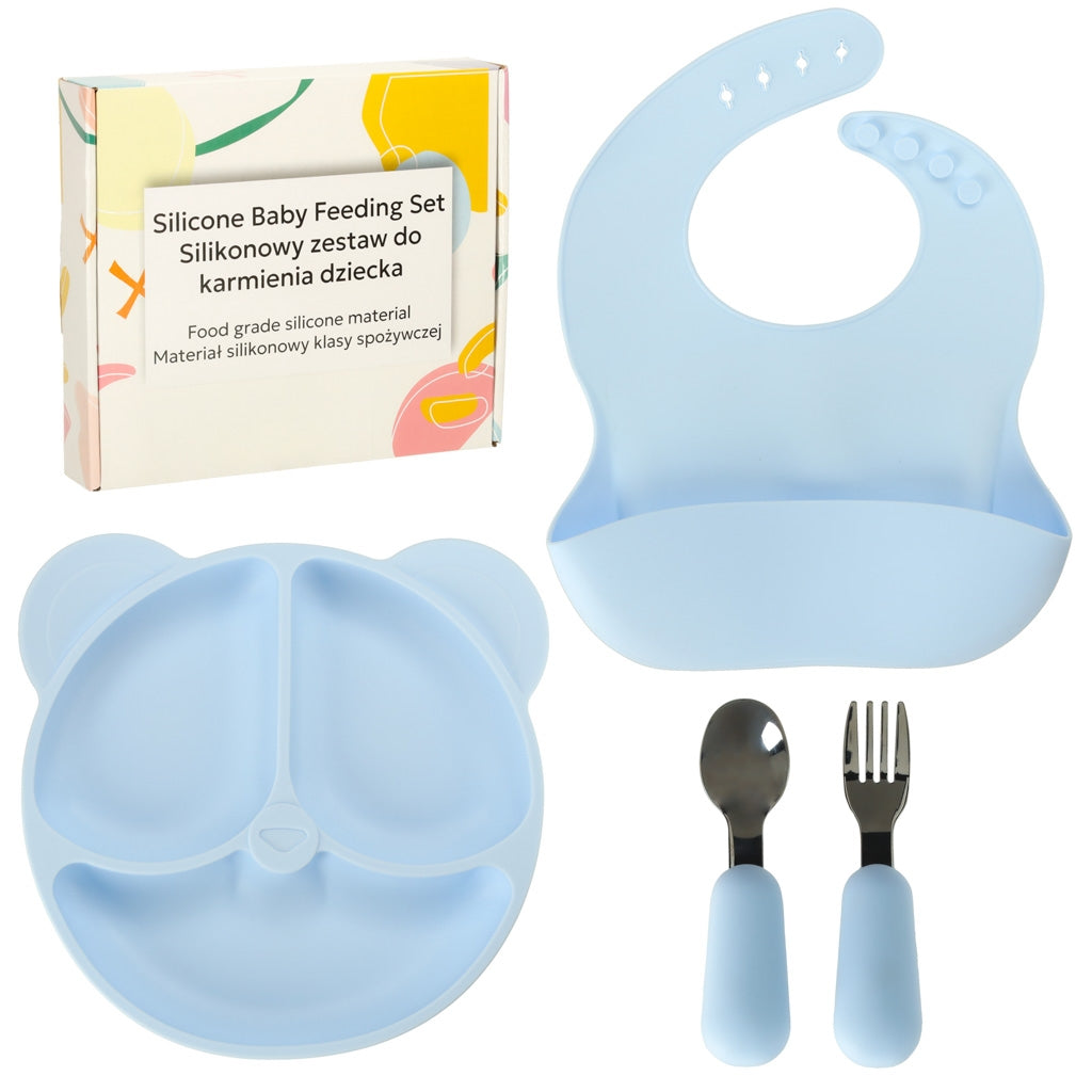 Silicone dishes for children teddy bear bright blue 4el