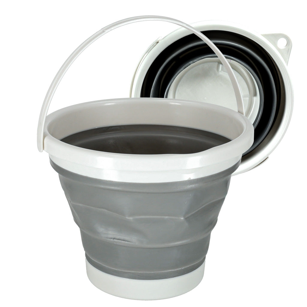 Silicone folding bucket 10L grey