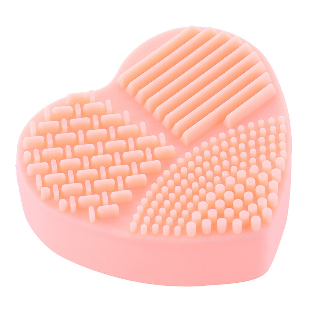 Silicone heart washer for cleaning make-up brushes