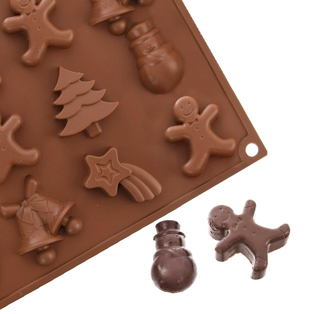 Silicone mold: Old man, Christmas tree, Snowman, Star, Bells