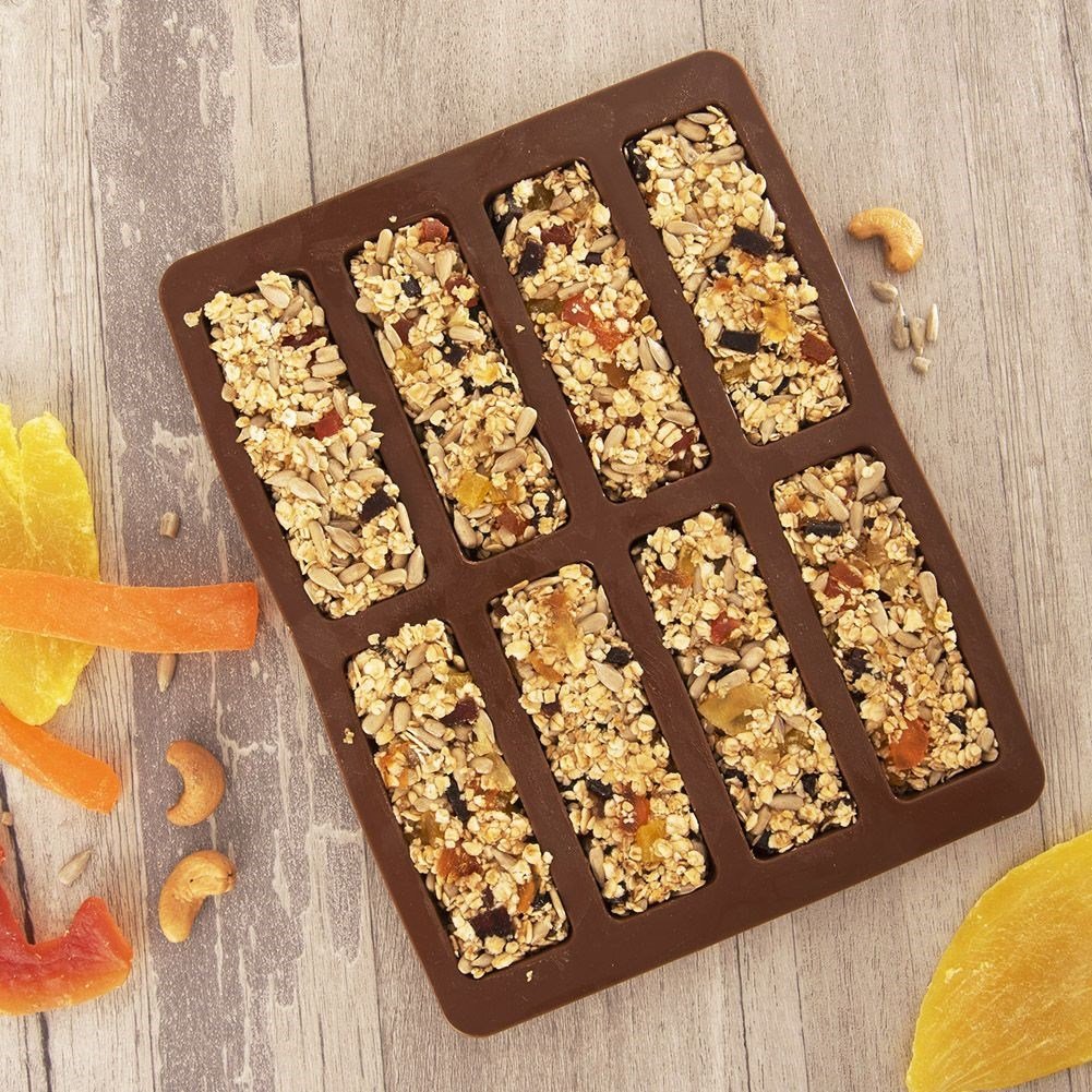 Silicone mold for 8 healthy, heat-resistant muesli bars