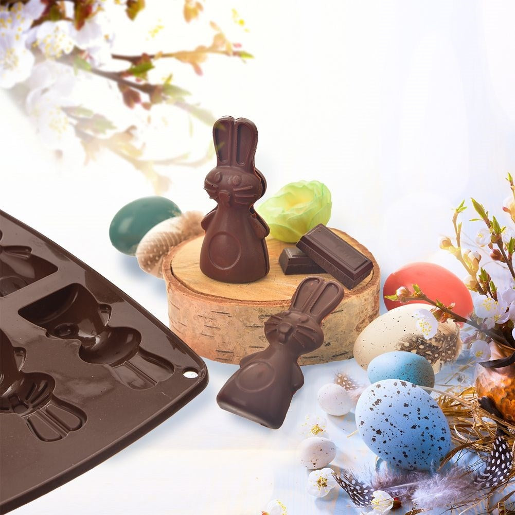 Silicone mold for baking 6 rabbit-shaped sweets