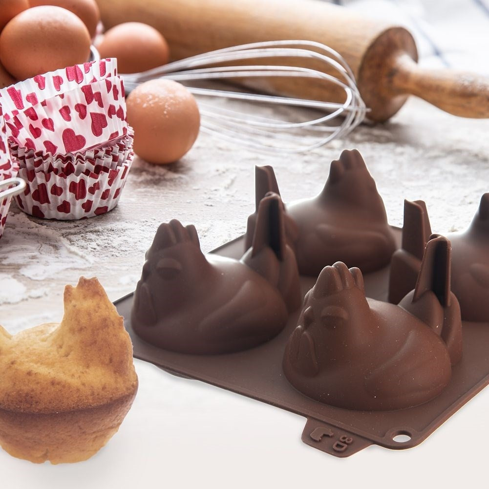 Silicone mold for muffins, cookies and chocolate - chickens