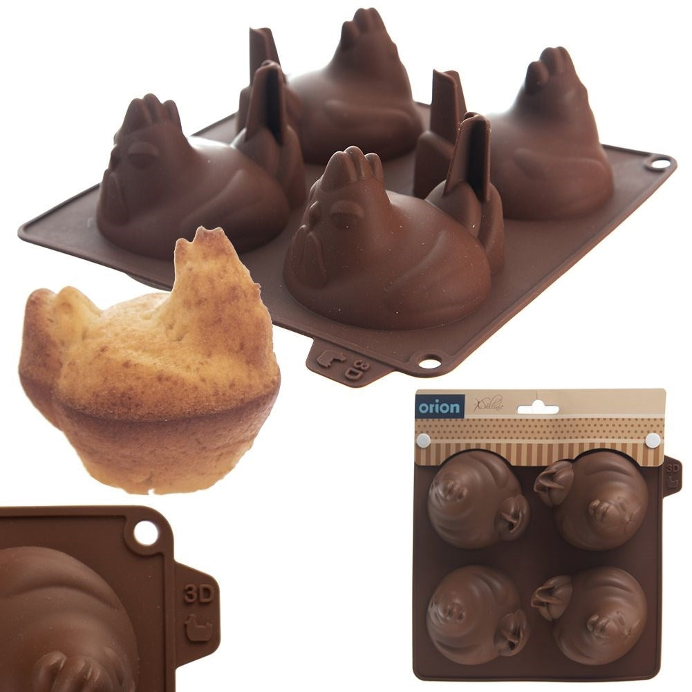 Silicone mold for muffins, cookies and chocolate - chickens