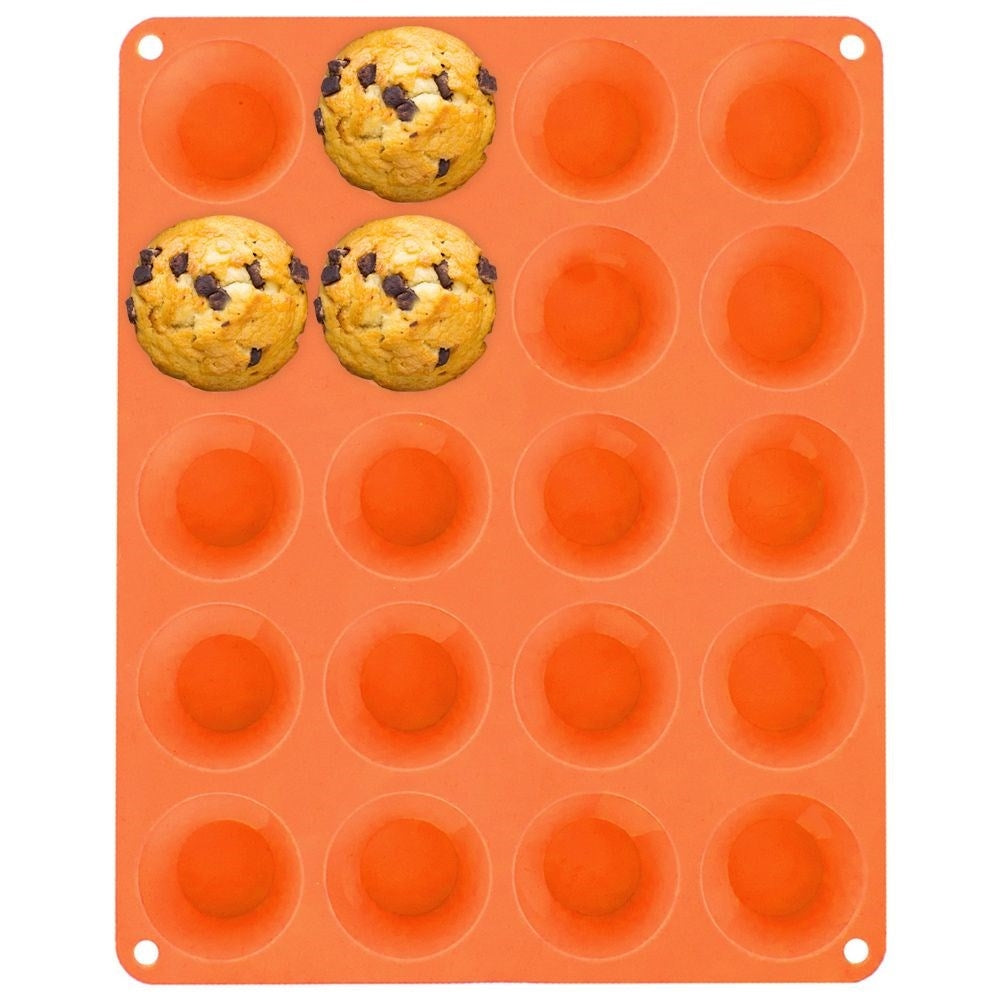 Silicone muffin tin: 20 muffins, non-stick, heat resistant